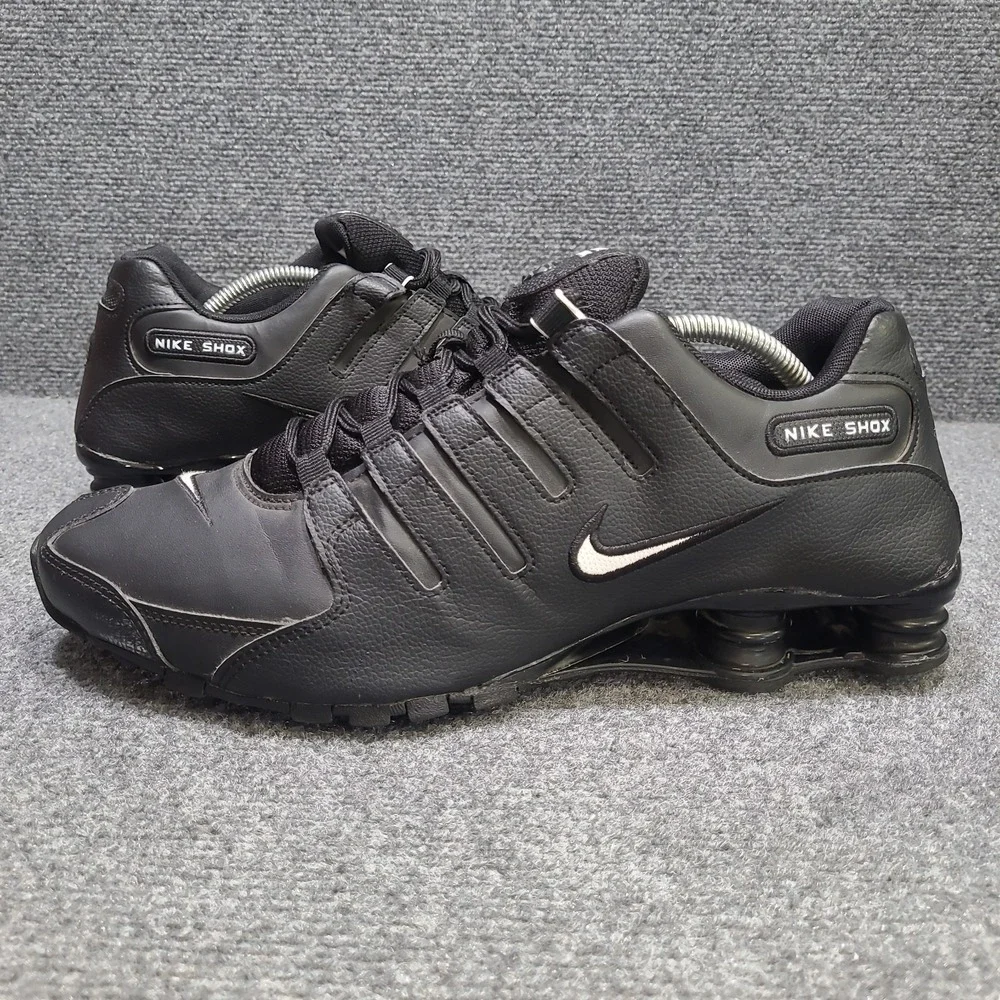 Nike Shox NZ Mens Size 11.5‎ Shoes Black Leather Athletic Sneakers 501524-091
